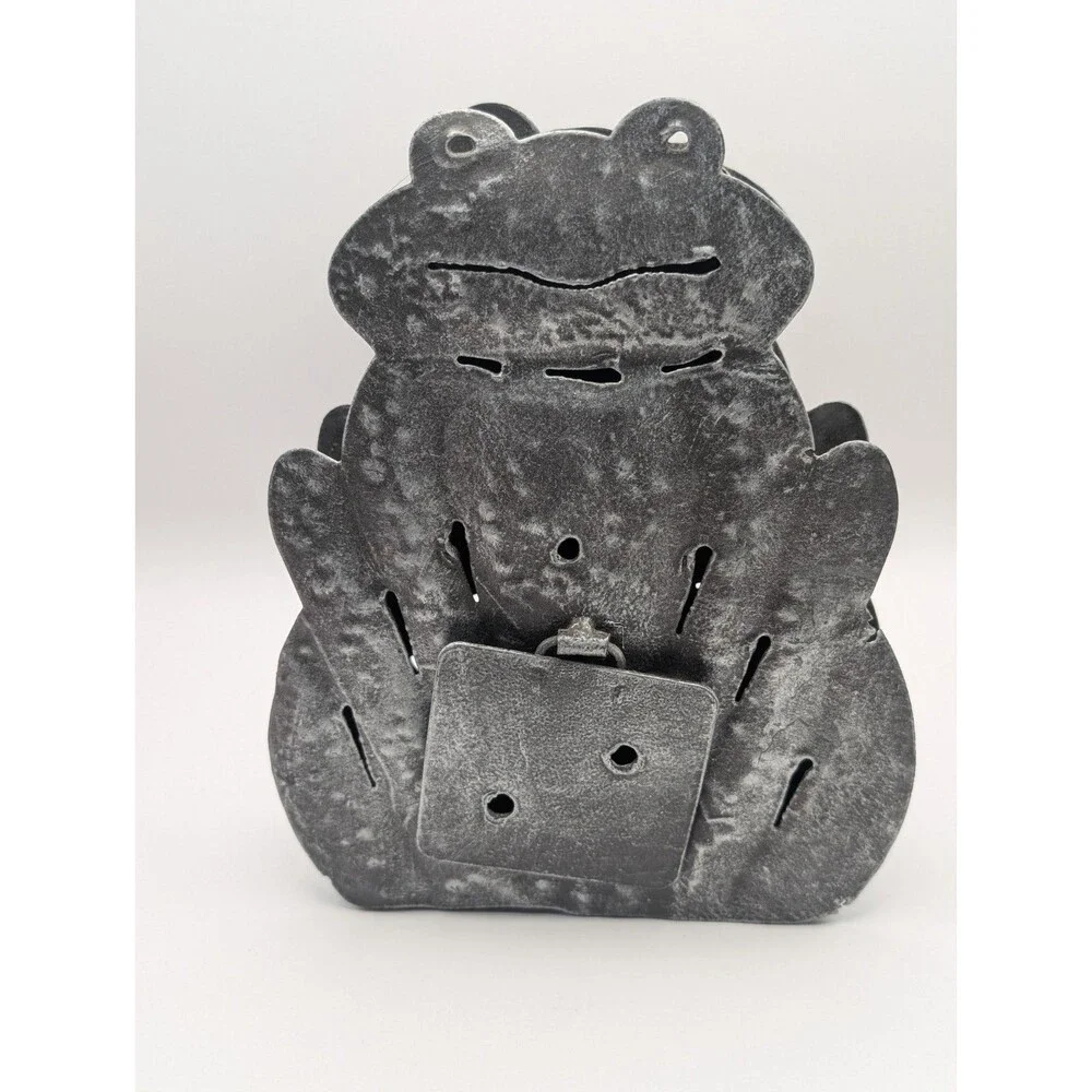 Rustic Metal Frog Toad Candle Lantern Holder Tealight Votive Lantern Silver Grey